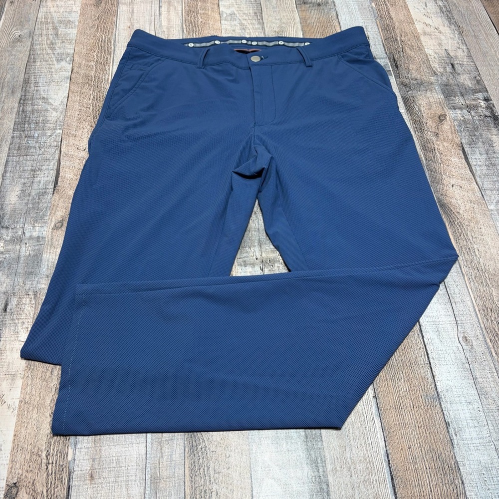 Ballin Performance Pants Mens 34 Blue Modern Fit Stretch Travel Chino Trousers